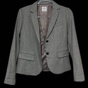 NWOT $118 GAP | The Academy |  Lined | Herringbone Blazer in Gray & White